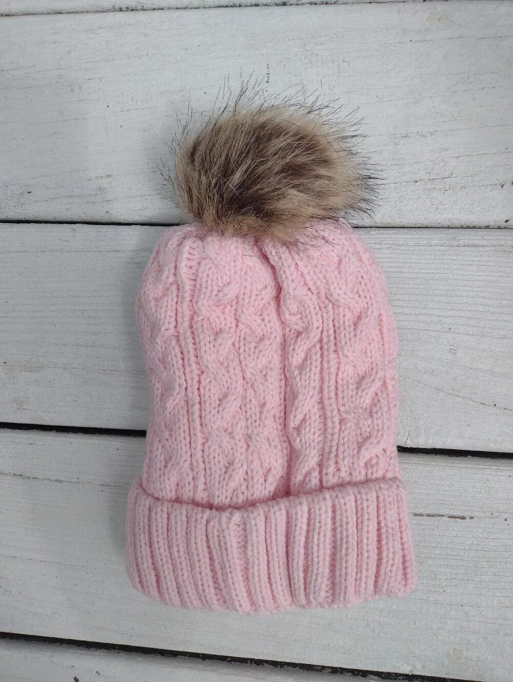 Knit Womens Pom Puff Hat